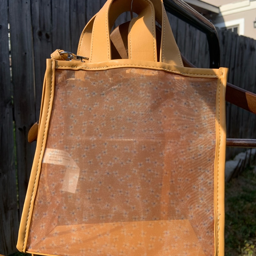 Transparent Mesh Floral Tote/Crossbody Bag